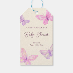Étiquettes-cadeau Papillons Pastel Baby shower rose violet