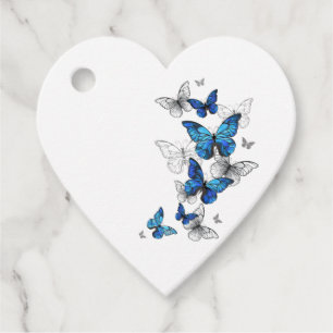 Étiquettes Cadeau Papillons volants bleus Morpho