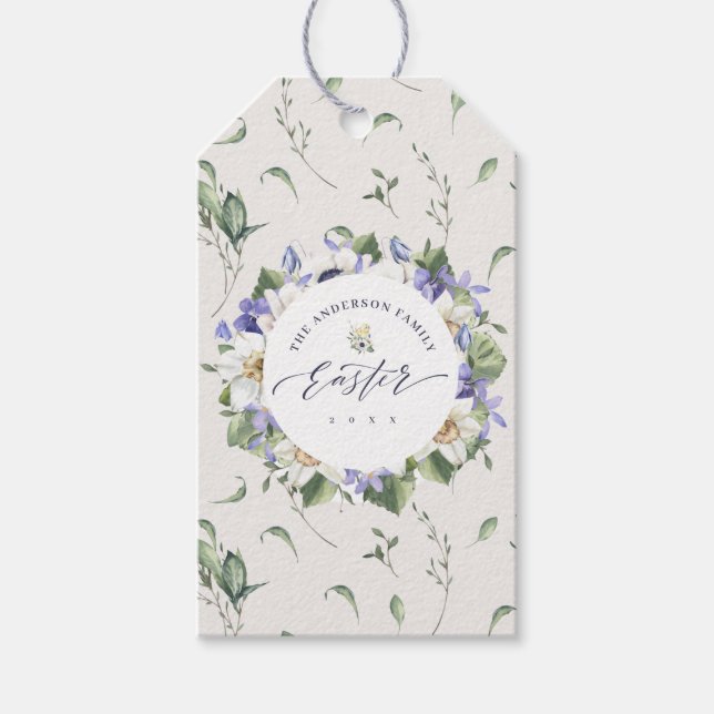 Étiquettes-cadeau Pâques printanières de l'aquarelle (Devant)