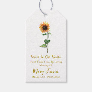 Étiquettes-cadeau Paquet de graines de tournesol Mémorial Funéraille