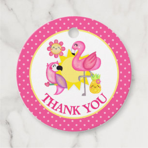 Étiquettes Cadeau Paradis d'été Fête d'anniversaire Flamingo Perroqu