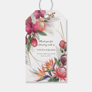 Étiquettes-cadeau Paradis floral tropical Mariage or botanique