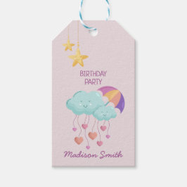 Étiquettes-cadeau Parapluie coloré Carte d'anniversaire avec de mign