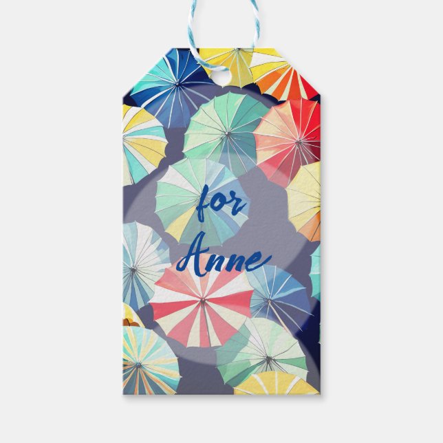 Étiquettes-cadeau Parapluies colorés (Devant)