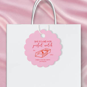 Étiquettes Cadeau Parfait Accord Dessiné à la Main Rose et Rouge Ent
