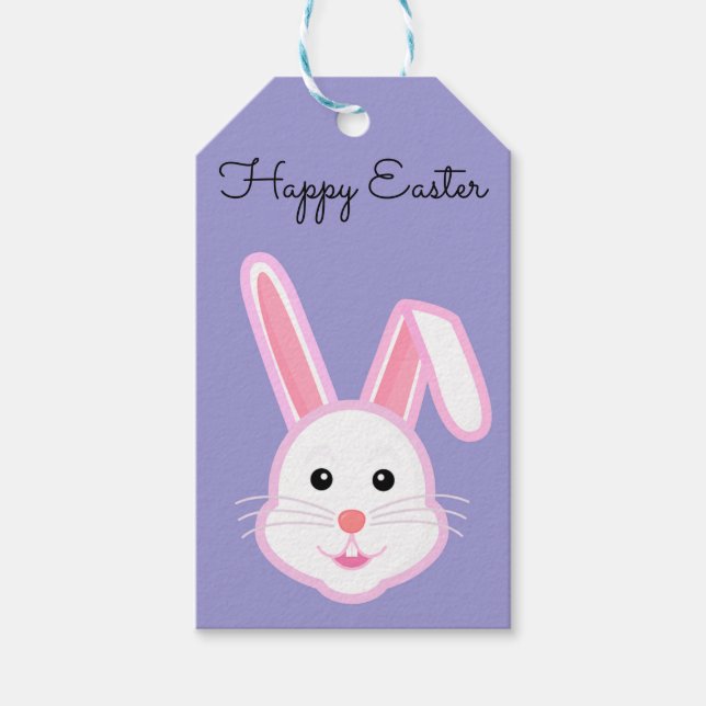 Étiquettes-cadeau Parfait, Cool Joyeux Pâques, Lapin Violet (Devant)