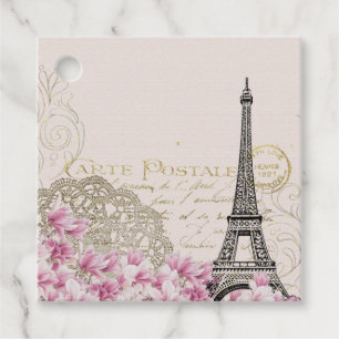 Étiquettes Cadeau Paris France Design avec Roses roses roses Eiffel