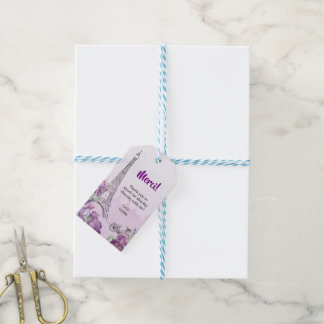 Étiquettes-cadeau Paris Purple Iris French Merci d'événements spécia