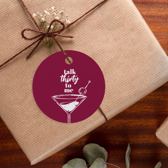 Étiquettes Cadeau Parlez Trente Pour Moi Moderne Martini Cocktail Pa (Créateur téléchargé)