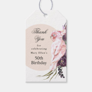 Étiquettes-cadeau Parrot Rose Personnalisé Botanique Bohème 50e Anni