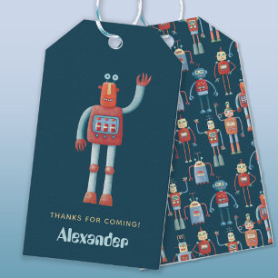 Étiquettes-cadeau Parti Anniversaire de enfant robot mignon Merci Fa