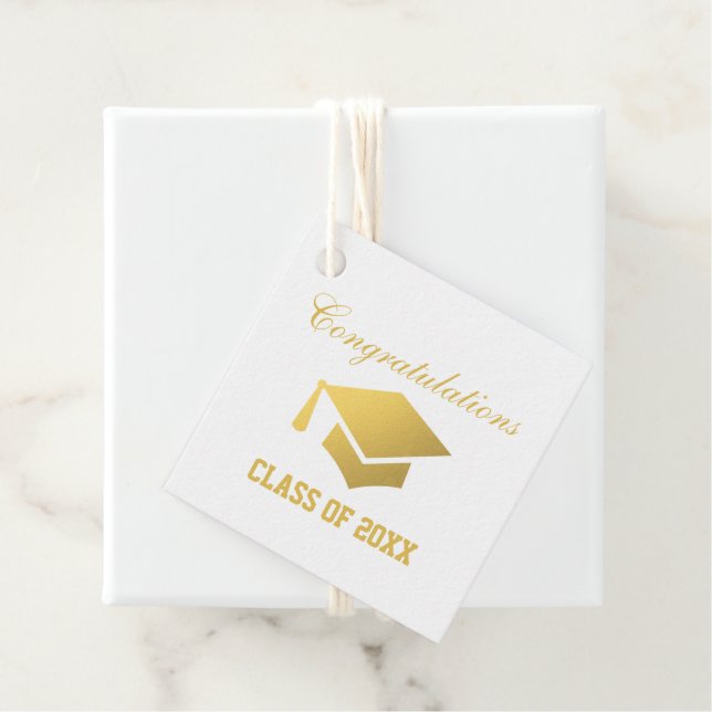Étiquettes Cadeau Parti de graduation Gold (En situation)