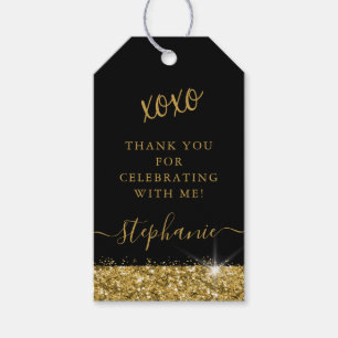 Étiquettes-cadeau Parti Merci Gold et Black Glam Favoriser