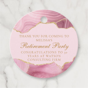 Étiquettes Cadeau Partie de retraite personnalisée Chic Pink Gold Ag