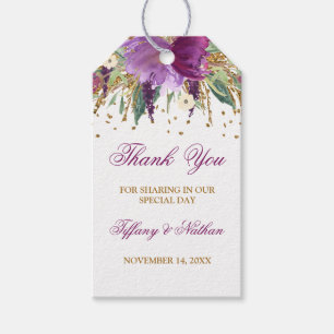 Étiquettes-cadeau Parties scintillant Amethyst Floral Favoriser Merc