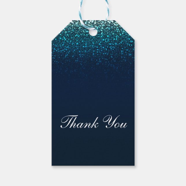 Étiquettes-cadeau Parties scintillant Blue Aqua Navy étincelle Sweet (Devant)