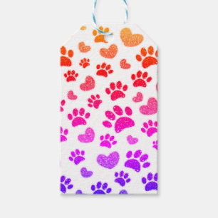 Étiquettes-cadeau Parties scintillant Chien Empreintes de pattes Et 