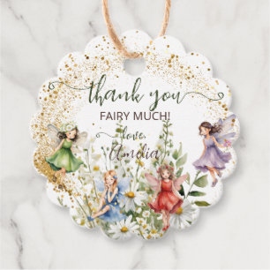 Étiquettes Cadeau Parties scintillant de  à fleurs d'aquarelle Merci