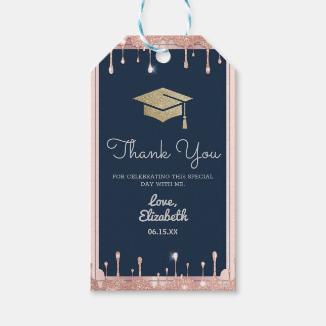 Étiquettes-cadeau Parties scintillant de diplôme Rose Gold Drivers M (Devant)