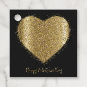 Étiquettes Cadeau Parties scintillant d'or Coeur Saint Valentin Cade