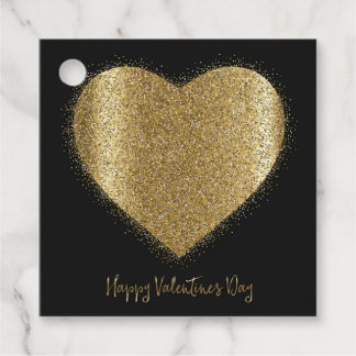 Étiquettes Cadeau Parties scintillant d'or Coeur Saint Valentin Cade