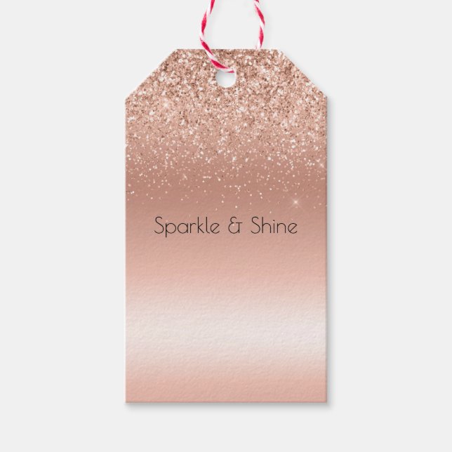 Étiquettes-cadeau Parties scintillant d'or rose blanche étincelante (Devant)