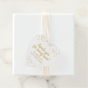 Étiquettes Cadeau Parties scintillant dorée et rose Étincelle Merci 