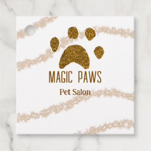 Étiquettes Cadeau Parties scintillant dorée pattes animal salon ajou