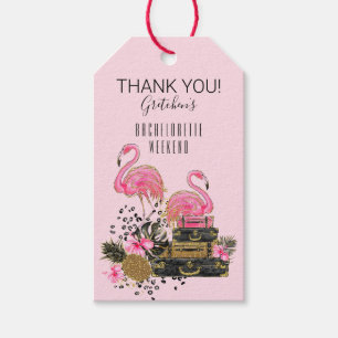 Étiquettes-cadeau Parties scintillant Flamant rose rose valises Merc