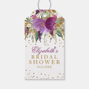 Étiquettes-cadeau Parties scintillant florale Amethyst Fête des mari