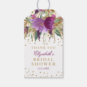 Étiquettes-cadeau Parties scintillant florale Améthyst Fête des mari