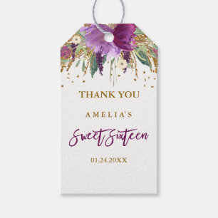 Étiquettes-cadeau Parties scintillant florale étincelante Amethyst S