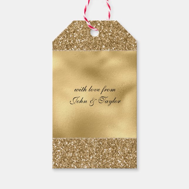 Étiquettes-cadeau Parties scintillant Gold Glitz (Devant)