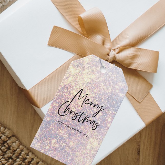 Étiquettes-cadeau Parties scintillant moderne étincelle Joyeux Noël (Créateur téléchargé)
