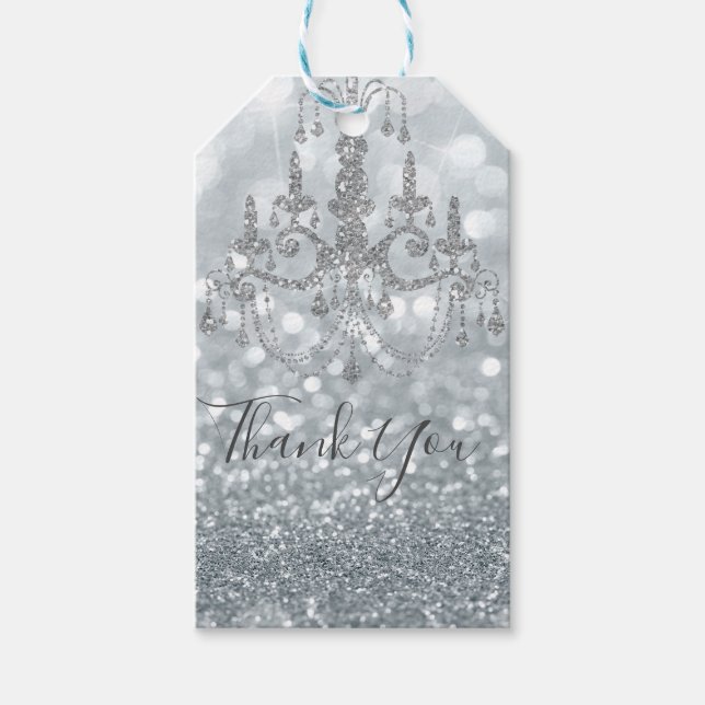 Étiquettes-cadeau Parties scintillant Princesse Silver Sparkle Glamo (Devant)