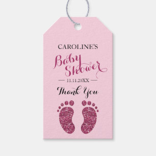 Étiquettes-cadeau Parties scintillant rose bébé pieds Baby shower fi