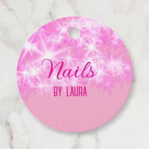 Étiquettes Cadeau Parties scintillant rose girly pastel ongles ajout