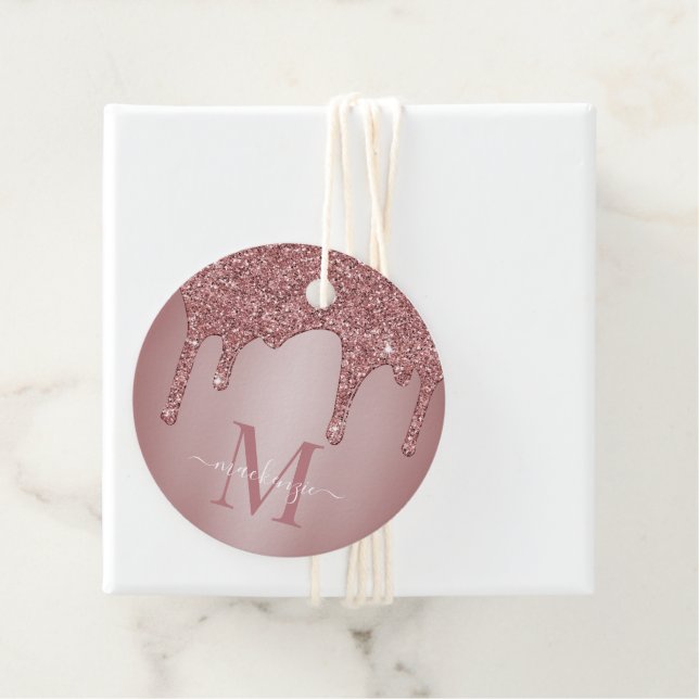 Étiquettes Cadeau Parties scintillant rose Gold Sparkle Drivers Anni (En situation)