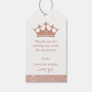 Étiquettes-cadeau Parties scintillant rose pâle Princesse Crown Favo