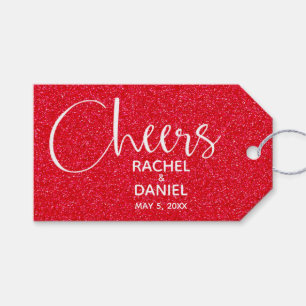 Étiquettes-cadeau Parties scintillant Rouge Faux Faveur de mariage