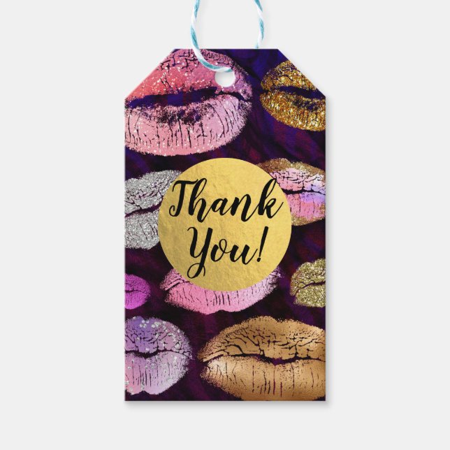 Étiquettes-cadeau Parties scintillant Sparkly Kiss Lips Beauté Maqui (Devant)