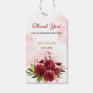 Étiquettes-cadeau Parties scintillant Splash Bourgogne Dahlia Rose A