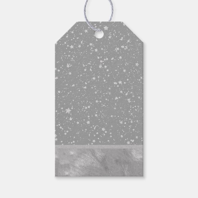 Étiquettes-cadeau Parties scintillant Stars4 - Argent (Devant)