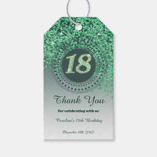 Étiquettes-cadeau Parties scintillant verte moderne Falling 18e anni