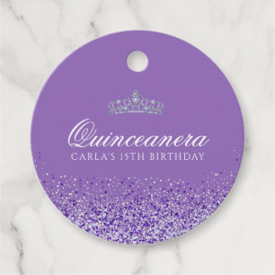 Étiquettes Cadeau Parties scintillant violet clair Quinceanera