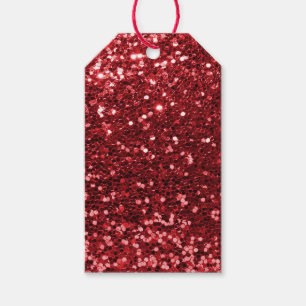 Étiquettes-cadeau Parties scintillantes rouges de Faux