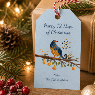 Étiquettes-cadeau Partridge dans un arbre fruitier à main levée Noël