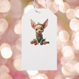 Étiquettes-cadeau Party Pup Chien de Noël Blanc Tags cadeaux