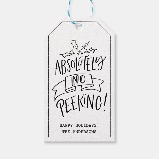 Étiquettes-cadeau Pas de Pékin Noël Typographie vacances (Devant)