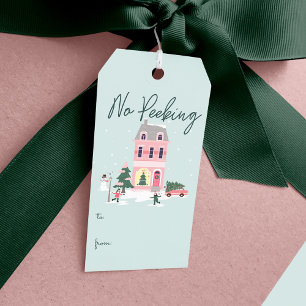 Étiquettes-cadeau Pas de Pékin Ville de Noël & Arbre Van Vintage